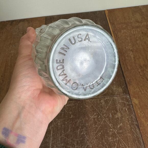 Vintage 1986 FTDA crystal clear glass vase with ribbed and flared design - Picture 3 of 7